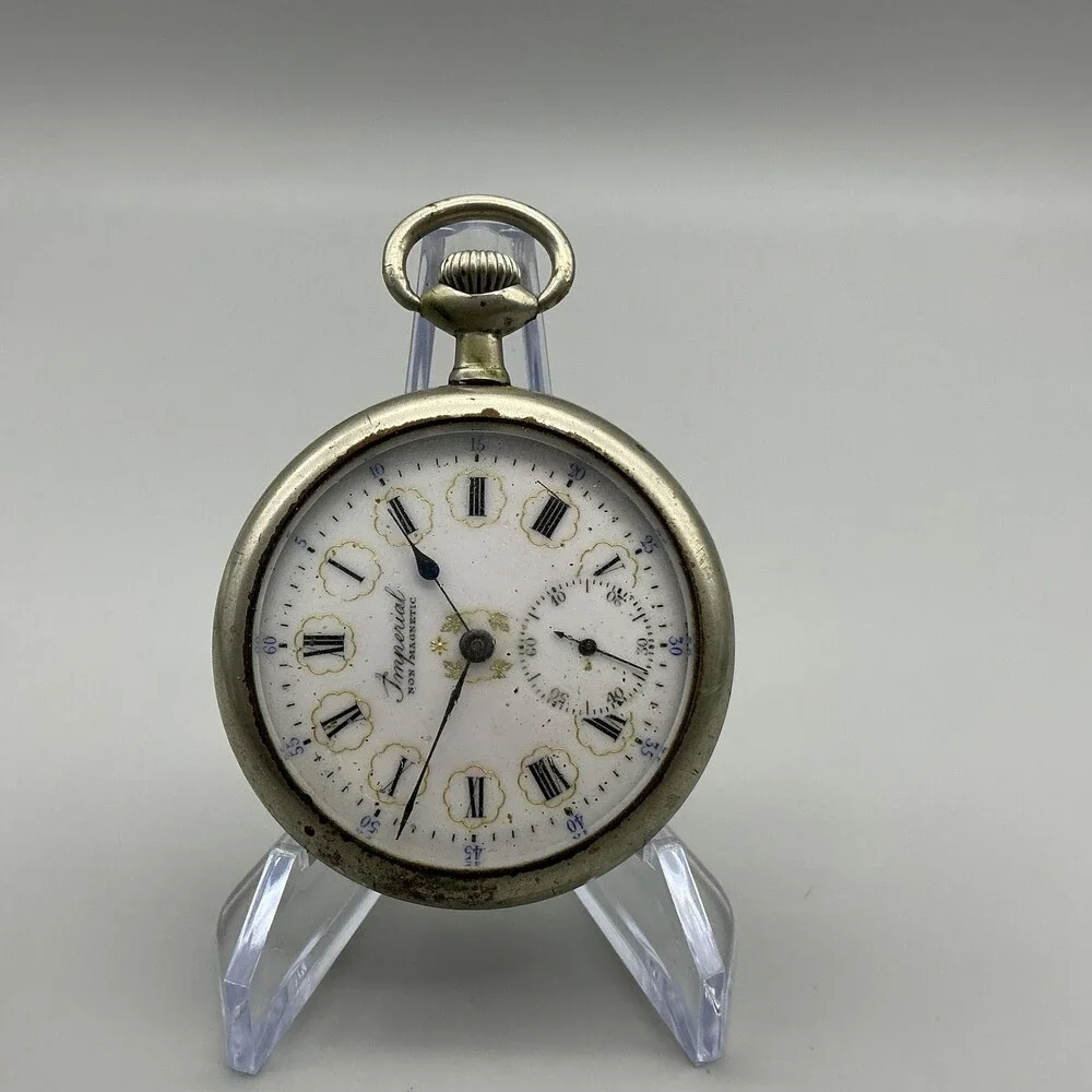 Antique Buren Imperial Pocket Watch Men 50mm Fancy Dial Manual Wind Not Running